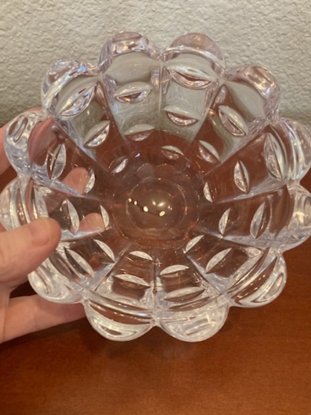 Vintage Heavy Pressed Glass Bowl – Stepped Petal Design